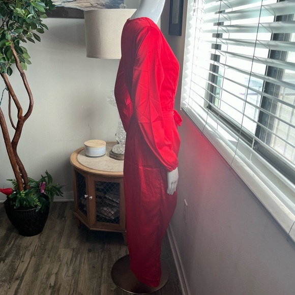 Zesica Red Wrap Style Dress - Picture 3 of 9